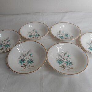 Lot of 6 Vintage Berry Small Bowls Teal Grey Wheat